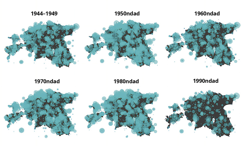 Rootsis ilmunud väliseesti ajalehtedes mainitud Eesti kohanimed kümnendite kaupa
