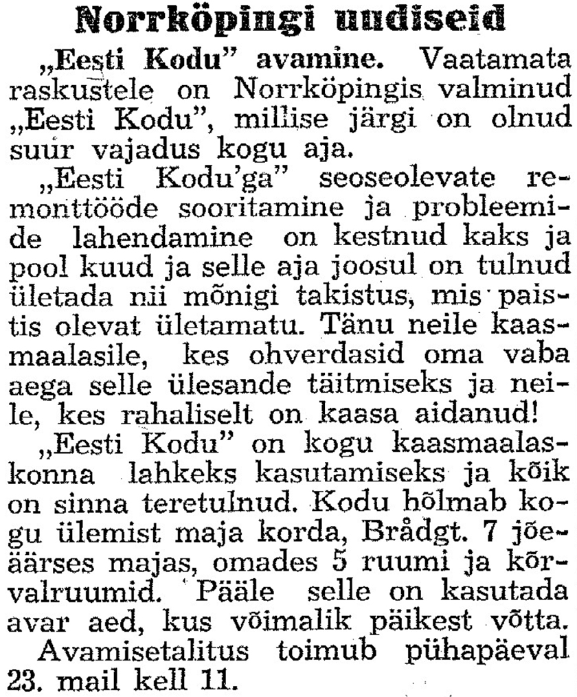 Joonis 1. Välis-Eesti, 23. mail 1948.